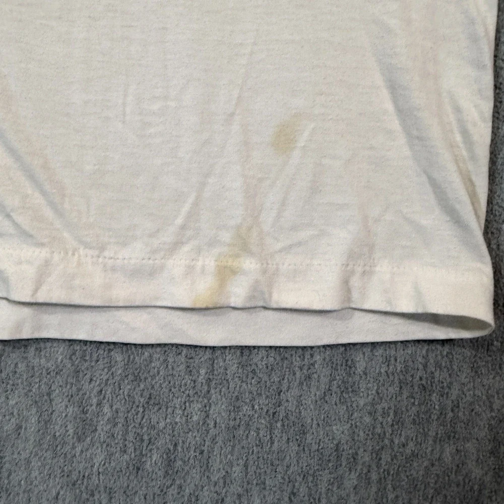 Guess T-Shirt Men Small White Neon Pink Green Vertical Spell Out Vintage 90s Tee - Picture 2 of 7